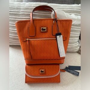 Dooney & Bourke Camden Crossbody tote and wallet set orange NWT